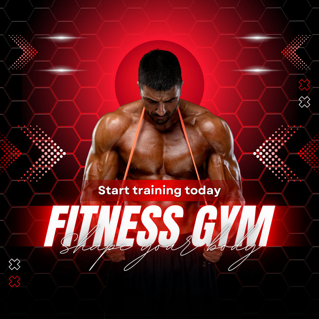 Black and Red Gradient Modern Geometric Fitness Instagram Post